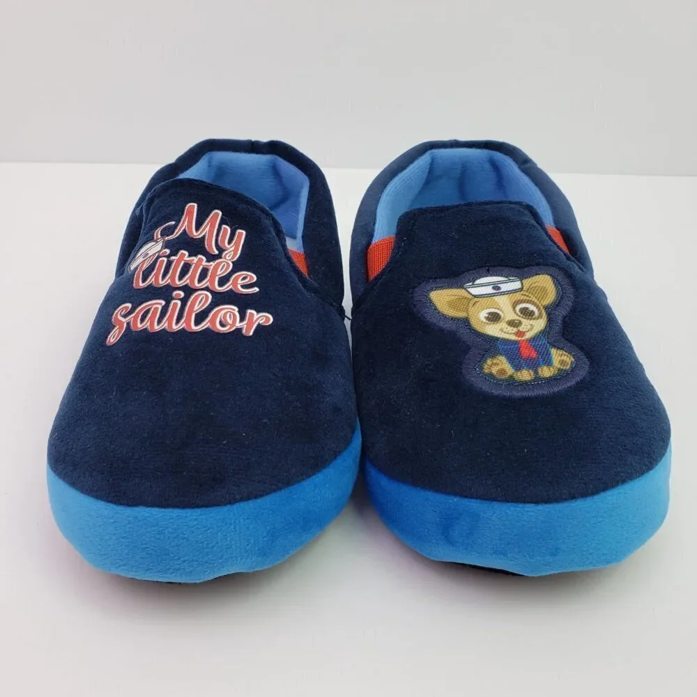 Andy By Andrea A Marino Tex Toddler Boys Size 10 Blue Sailor Dog Slippers 89205